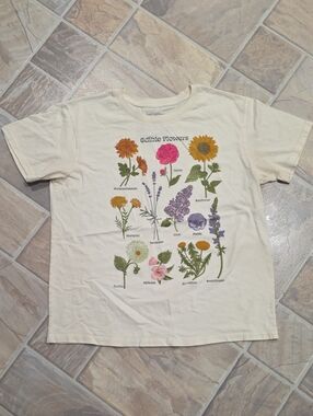 Mighty Fine Cream Floral 'Edible Flowers' Graphic Tee